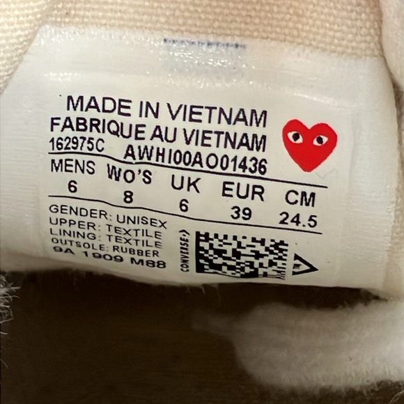 Converse x Comme Des Garçons Play Chuck 70 Sneaker Shoes Unisex M 6 / W 8 - Picture 7 of 13